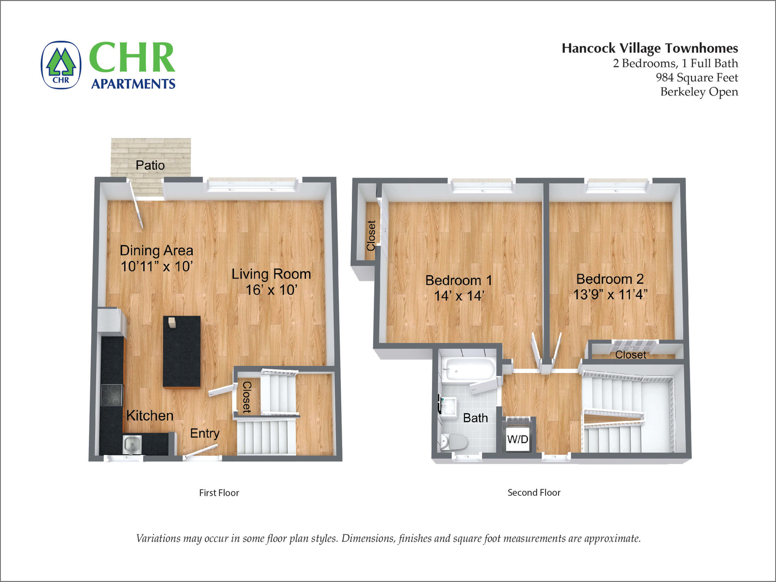 Hancock Village Townhome Apartment - 984 SQ FT 2 Bed/1 Bath