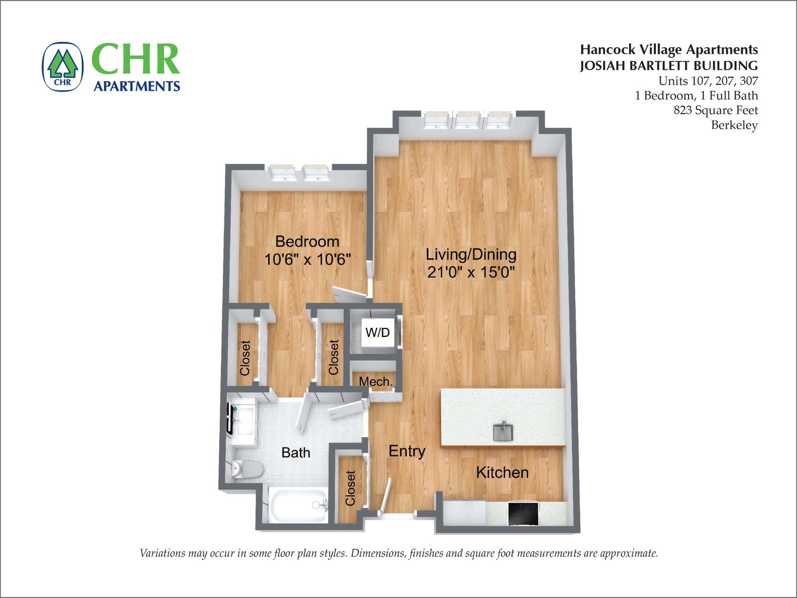 The Bartlett at Hancock Village - 1 Bedroom 823 SF