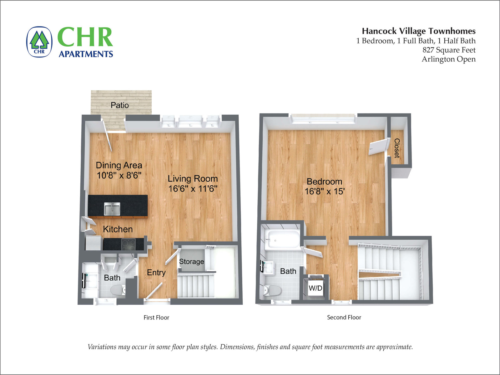 Hancock Village Townhome Apartment - 827 SQ FT 1 Bed/1.5 Bath